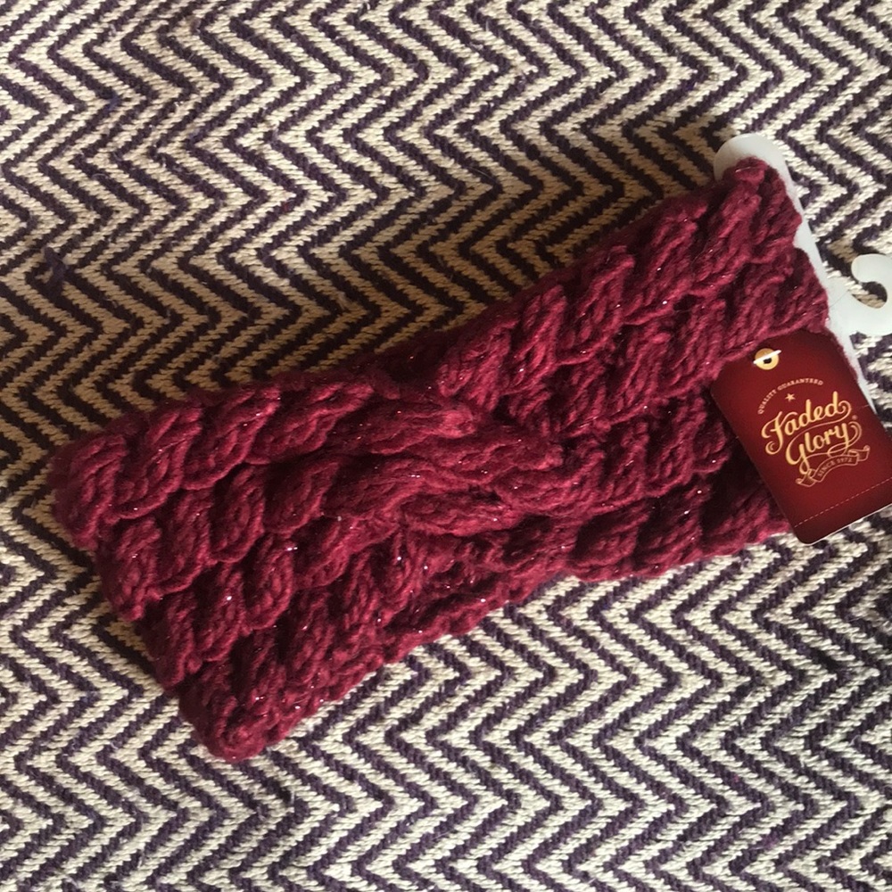 Maroon & Glitter Winter Headband